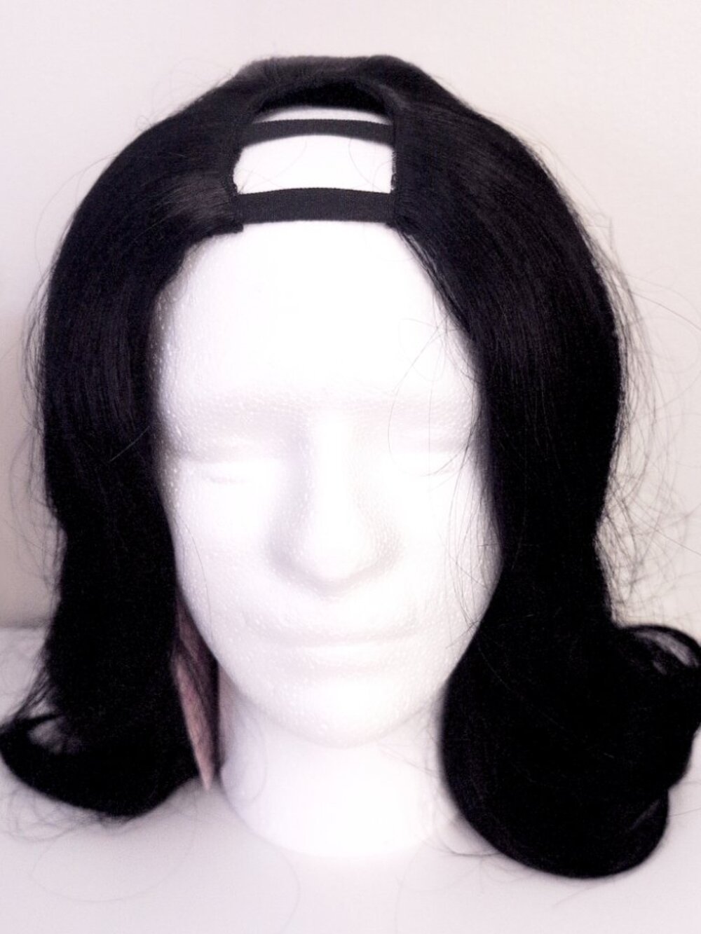 Black Wavy Wig 12 INCHES U Part Curly Human Hair Cosplay Gyaru NWT